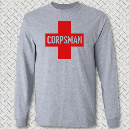 Corpsman Cross Long Sleeve Tee - Sport Grey