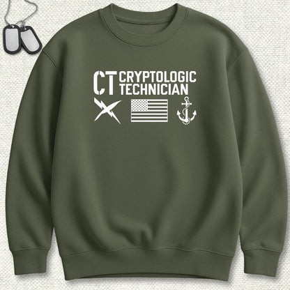 CT - Flag & Anchor Sweatshirt - Military Green