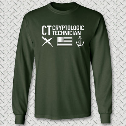 CT - Flag & Anchor Long Sleeve Tee - Forest Green