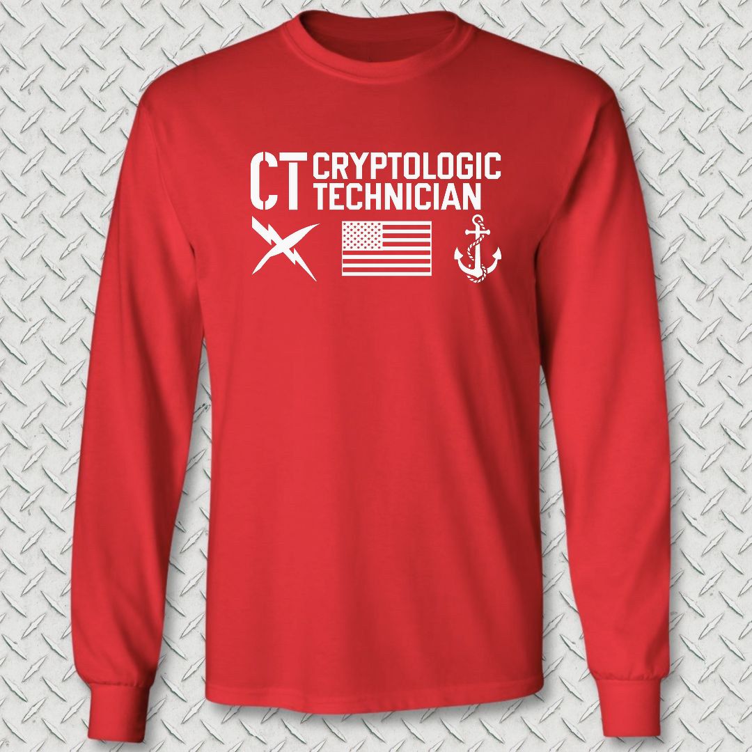 CT - Flag & Anchor Long Sleeve Tee - Red