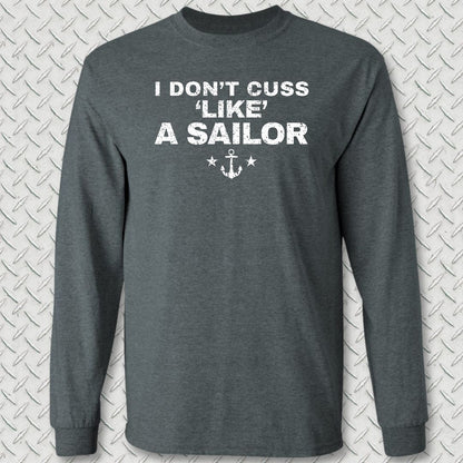 Cuss Like A Sailor Long Sleeve Tee - Dark Heather