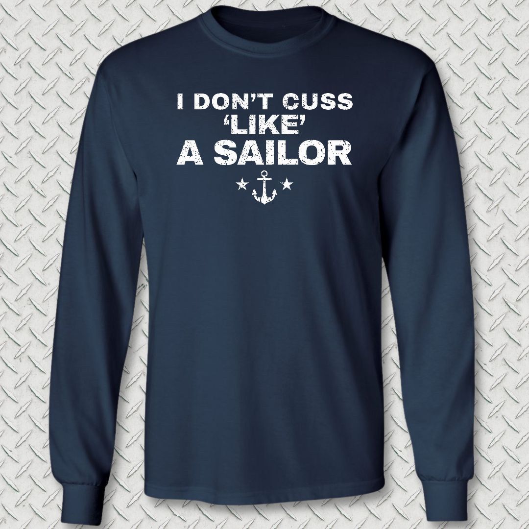 Cuss Like A Sailor Long Sleeve Tee - Navy
