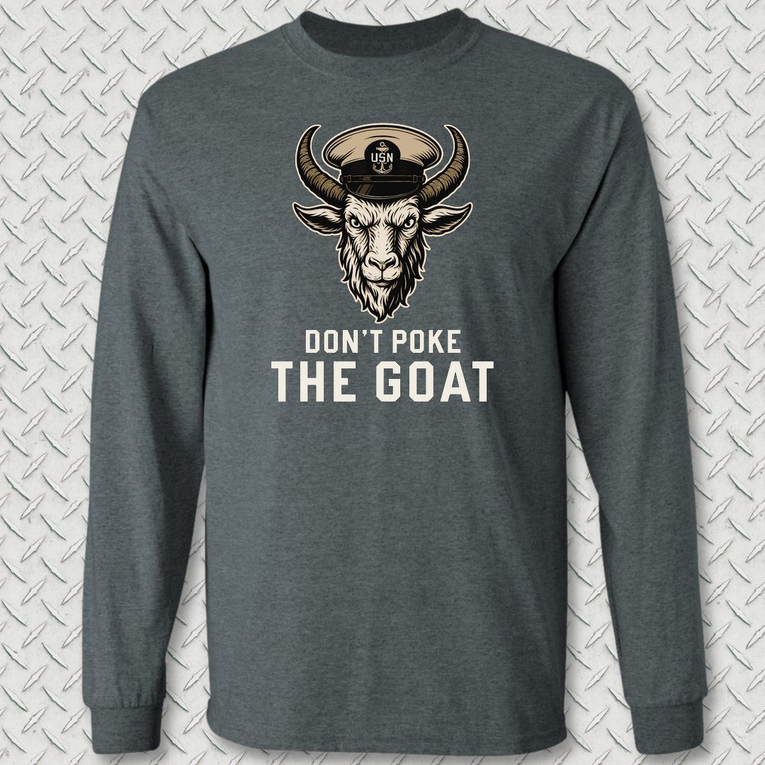 Don't Poke the Goat Long Sleeve Tee - Dark Heather
