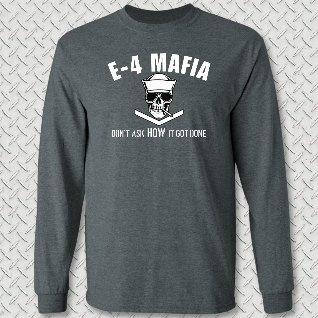 E-4 Mafia Long Sleeve Tee - Dark Heather