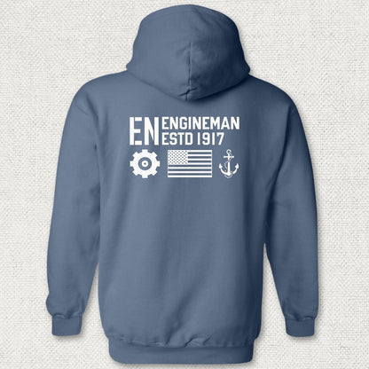 EN - Flag & Anchor Hoodie - Heather Navy