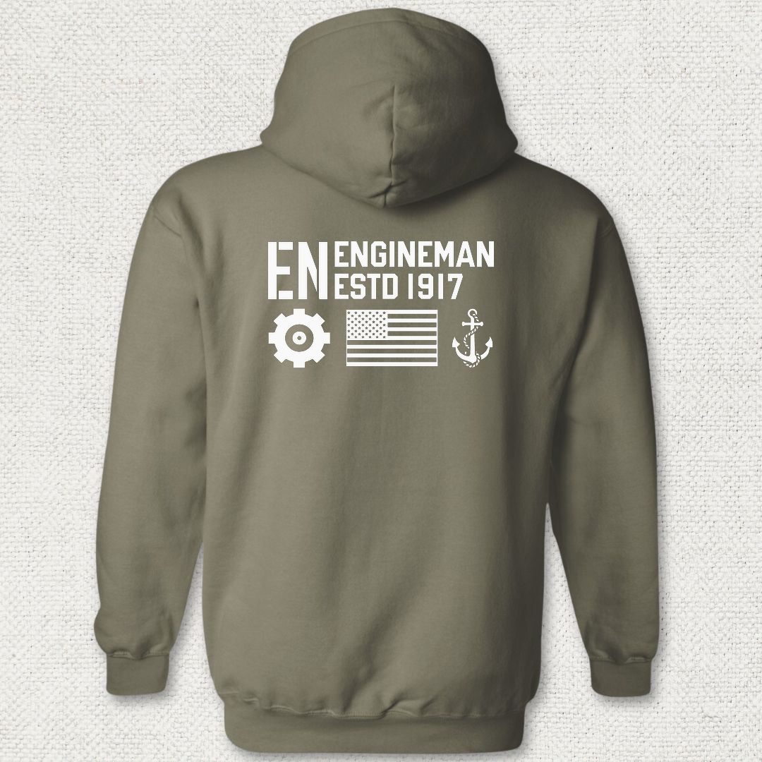 EN - Flag & Anchor Hoodie - Military Green