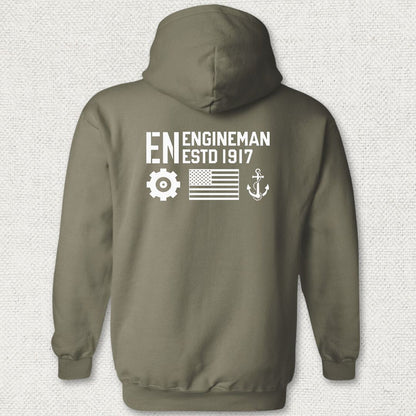 EN - Flag & Anchor Hoodie - Military Green