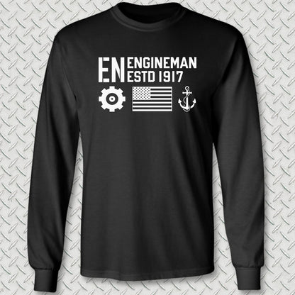 EN - Flag & Anchor Long Sleeve Tee - Black