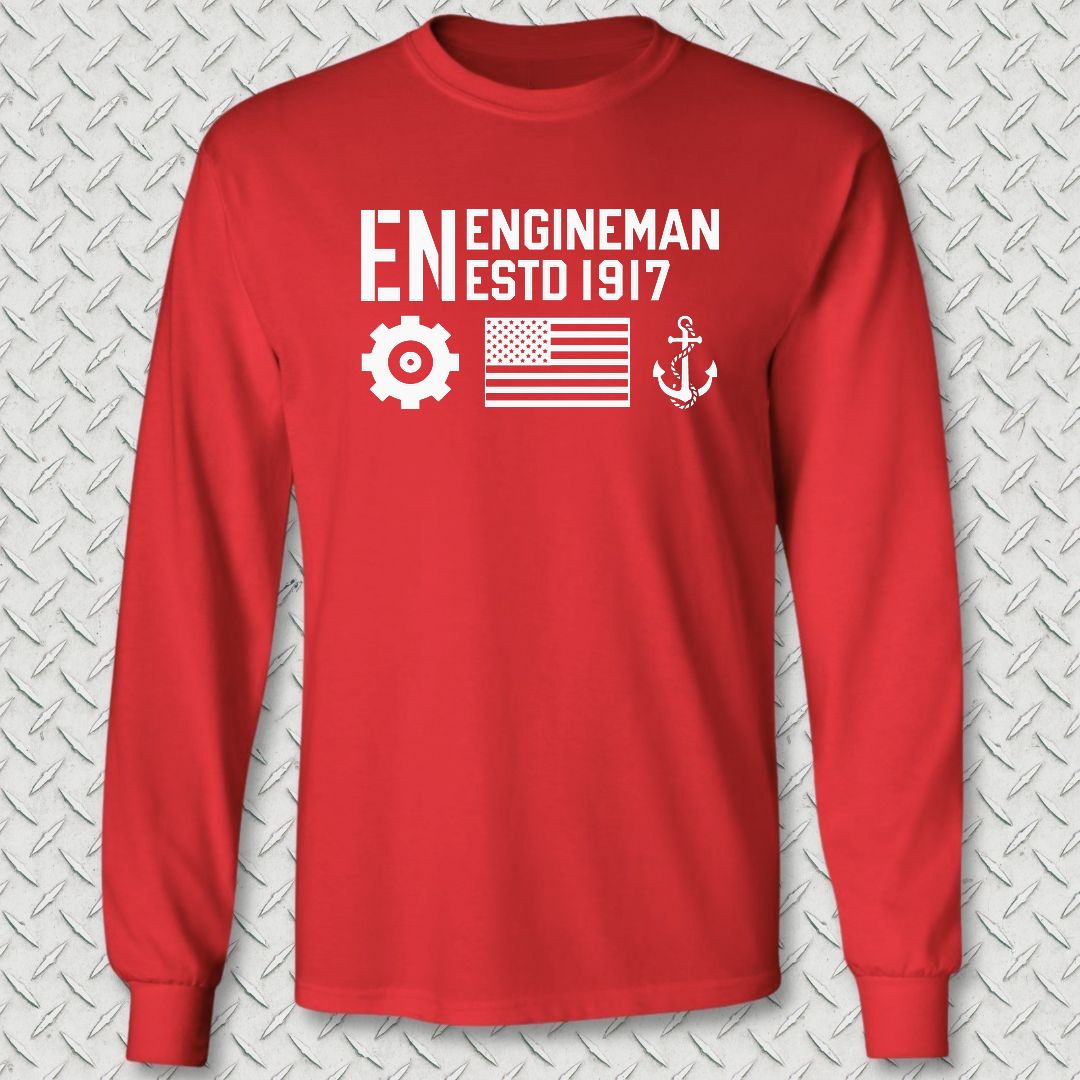 EN - Flag & Anchor Long Sleeve Tee - Red