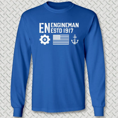EN - Flag & Anchor Long Sleeve Tee - Royal Blue
