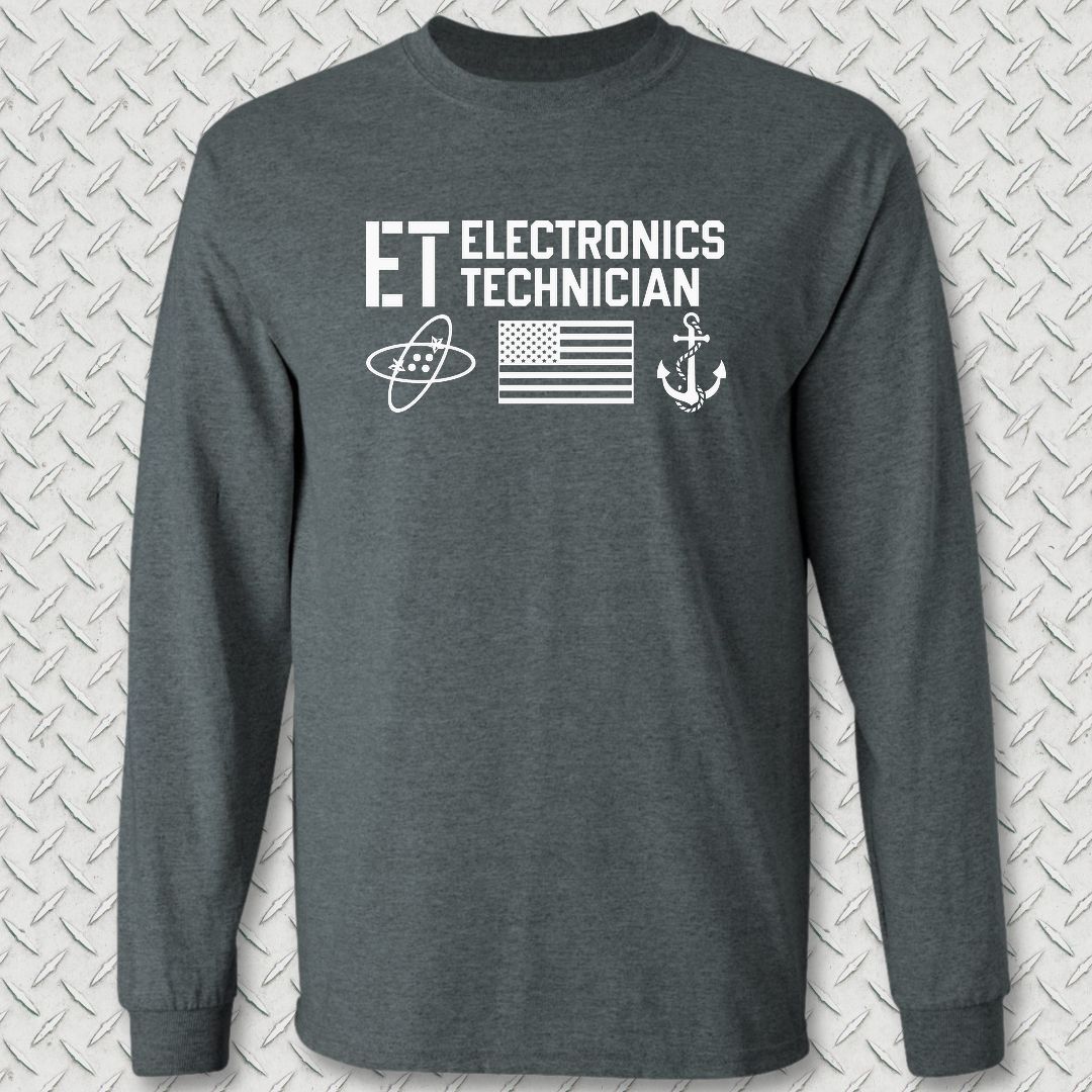 ET - Flag & Anchor Long Sleeve Tee - Dark Heather
