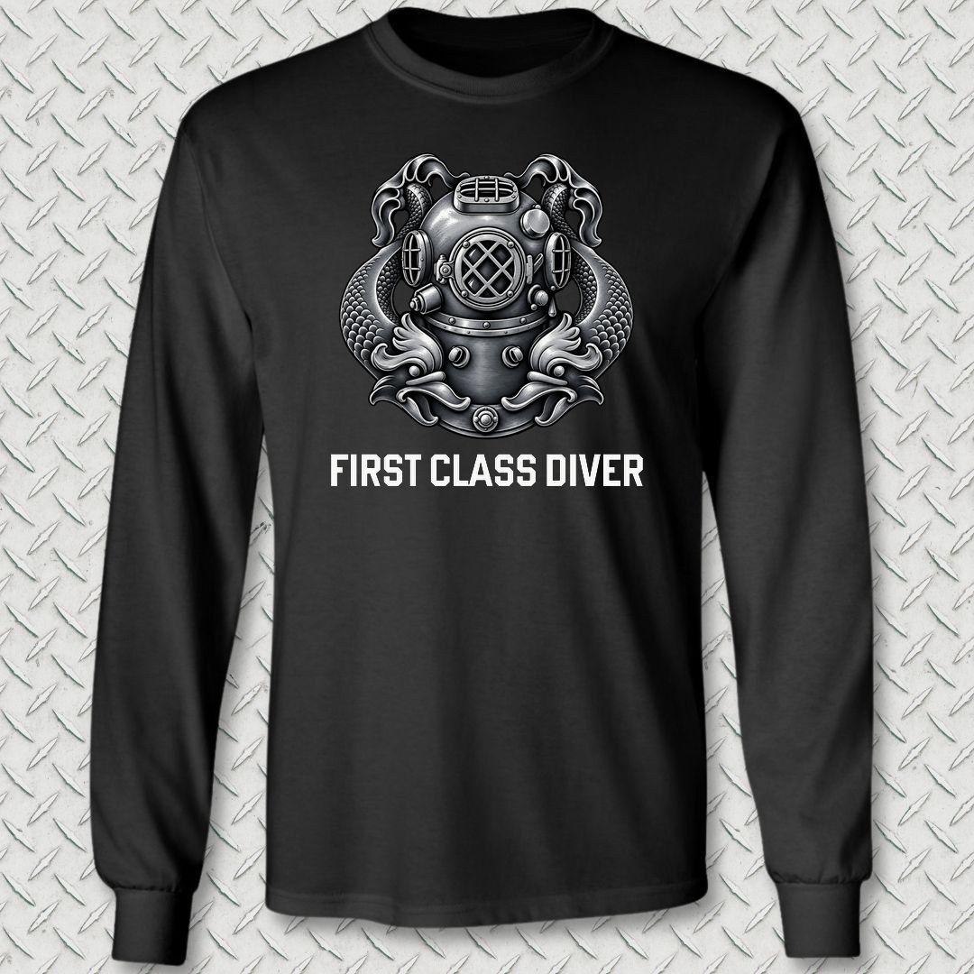 First Class Diver Long Sleeve Tee - Black