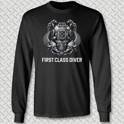 First Class Diver Long Sleeve Tee - Black
