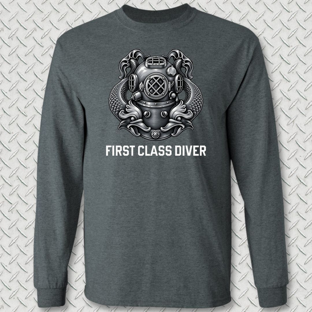 First Class Diver Long Sleeve Tee - Dark Heather