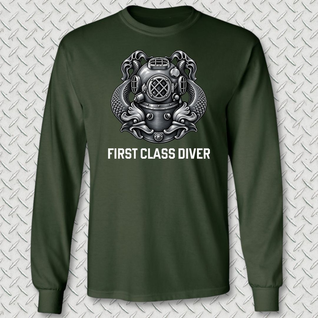 First Class Diver Long Sleeve Tee - Forest Green