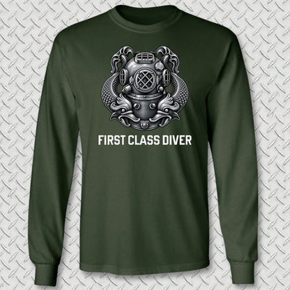First Class Diver Long Sleeve Tee - Forest Green