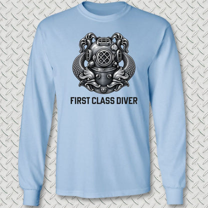 First Class Diver Long Sleeve Tee - Light Blue