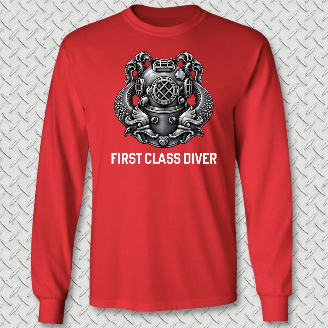 First Class Diver Long Sleeve Tee - Red