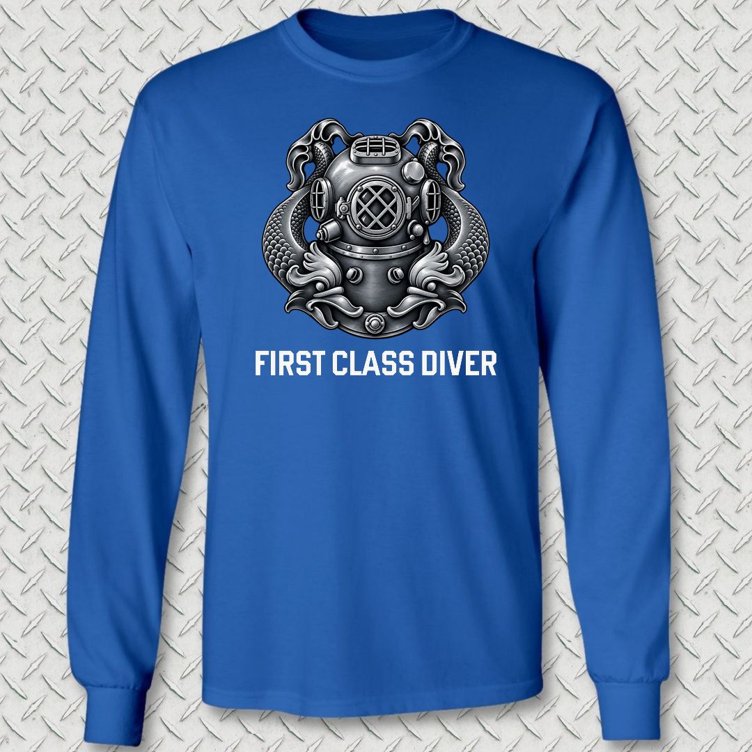 First Class Diver Long Sleeve Tee - Royal Blue