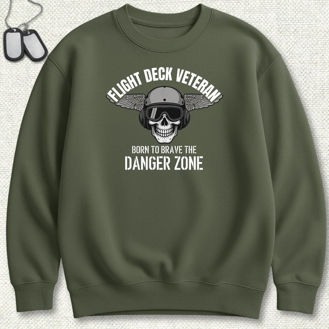 Flight Deck Veteran - Danger Zone Sweatshirt - Military Green