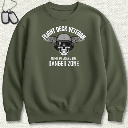 Flight Deck Veteran - Danger Zone Sweatshirt - Military Green