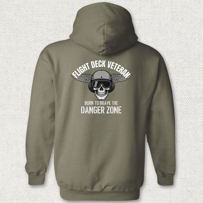 Flight Deck Veteran - Danger Zone Hoodie - Military Green