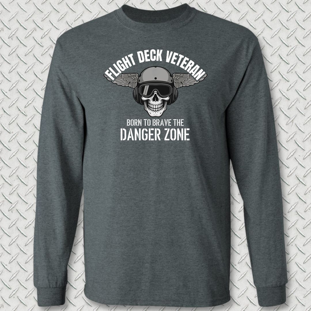 Flight Deck Veteran - Danger Zone Long Sleeve Tee - Dark Heather