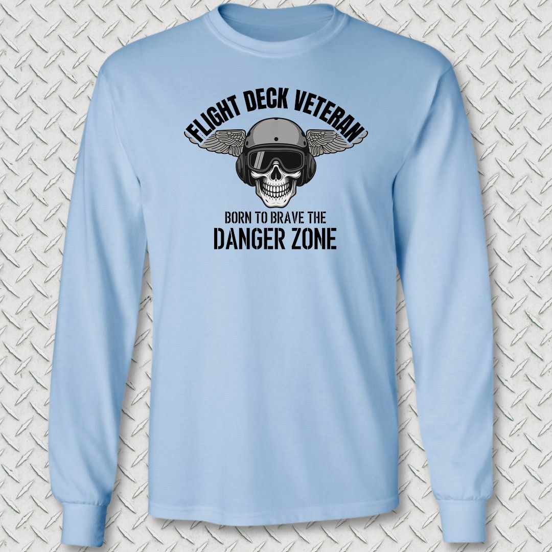Flight Deck Veteran - Danger Zone Long Sleeve Tee - Light Blue