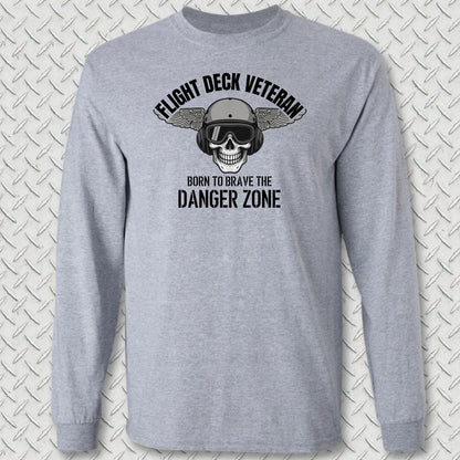 Flight Deck Veteran - Danger Zone Long Sleeve Tee - Sport Grey