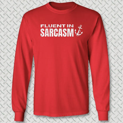 Fluent In Sarcasm Long Sleeve Tee - Red