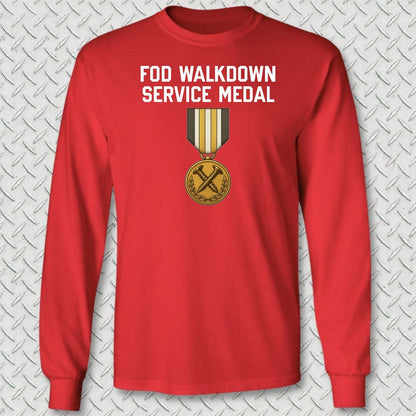 FOD Walkdown Service Medal Long Sleeve Tee - Red