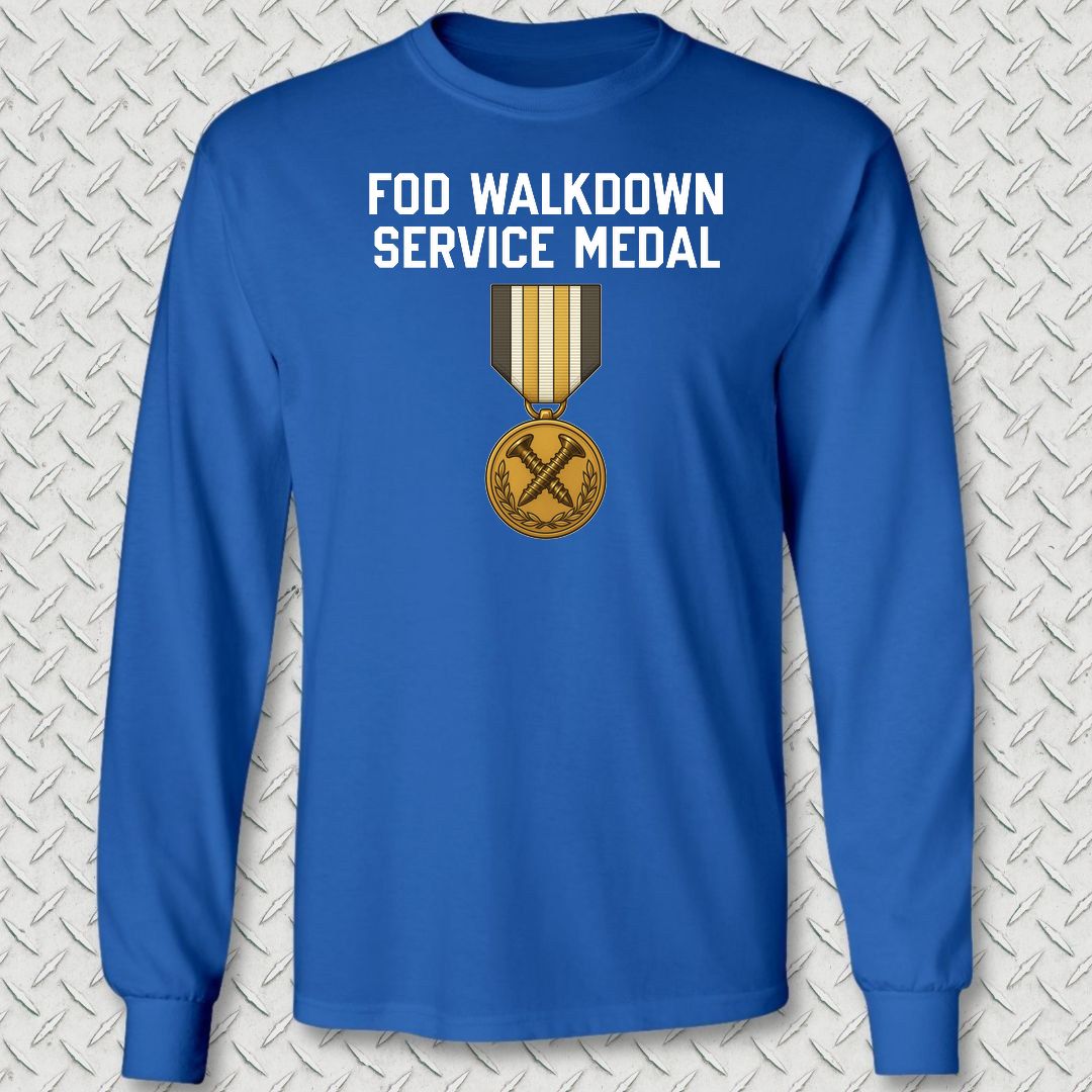 FOD Walkdown Service Medal Long Sleeve Tee - Royal Blue