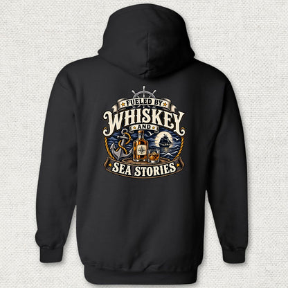 Fueled By Whiskey and Sea Stories Hoodie - Black
