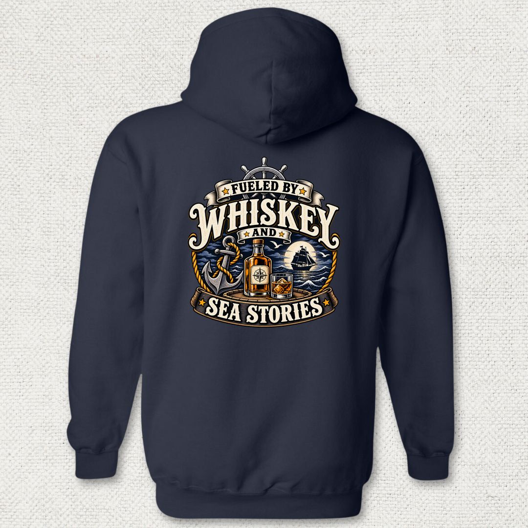 Fueled By Whiskey and Sea Stories Hoodie - Navy