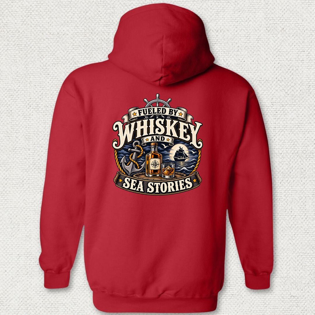Fueled By Whiskey and Sea Stories Hoodie - Red