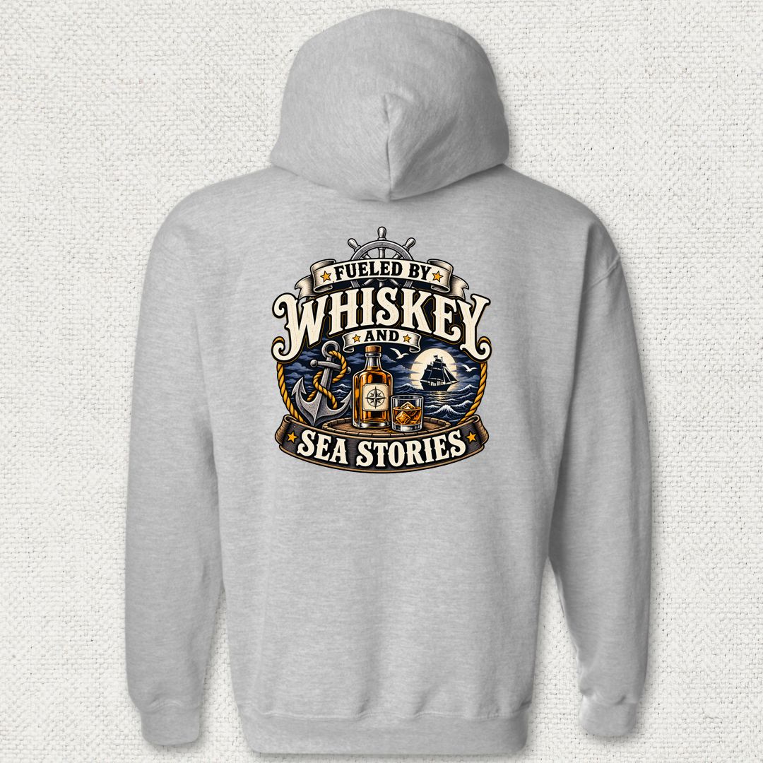 Fueled By Whiskey and Sea Stories Hoodie - Sport Grey