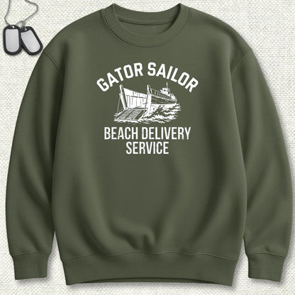 Gator Sailor Beach Delivery Service Sweatshirt - Military Green