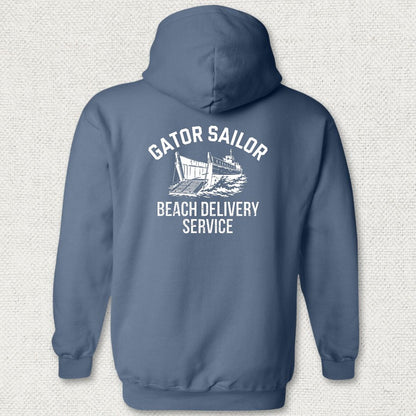 Gator Sailor Beach Delivery Service Hoodie - Heather Navy
