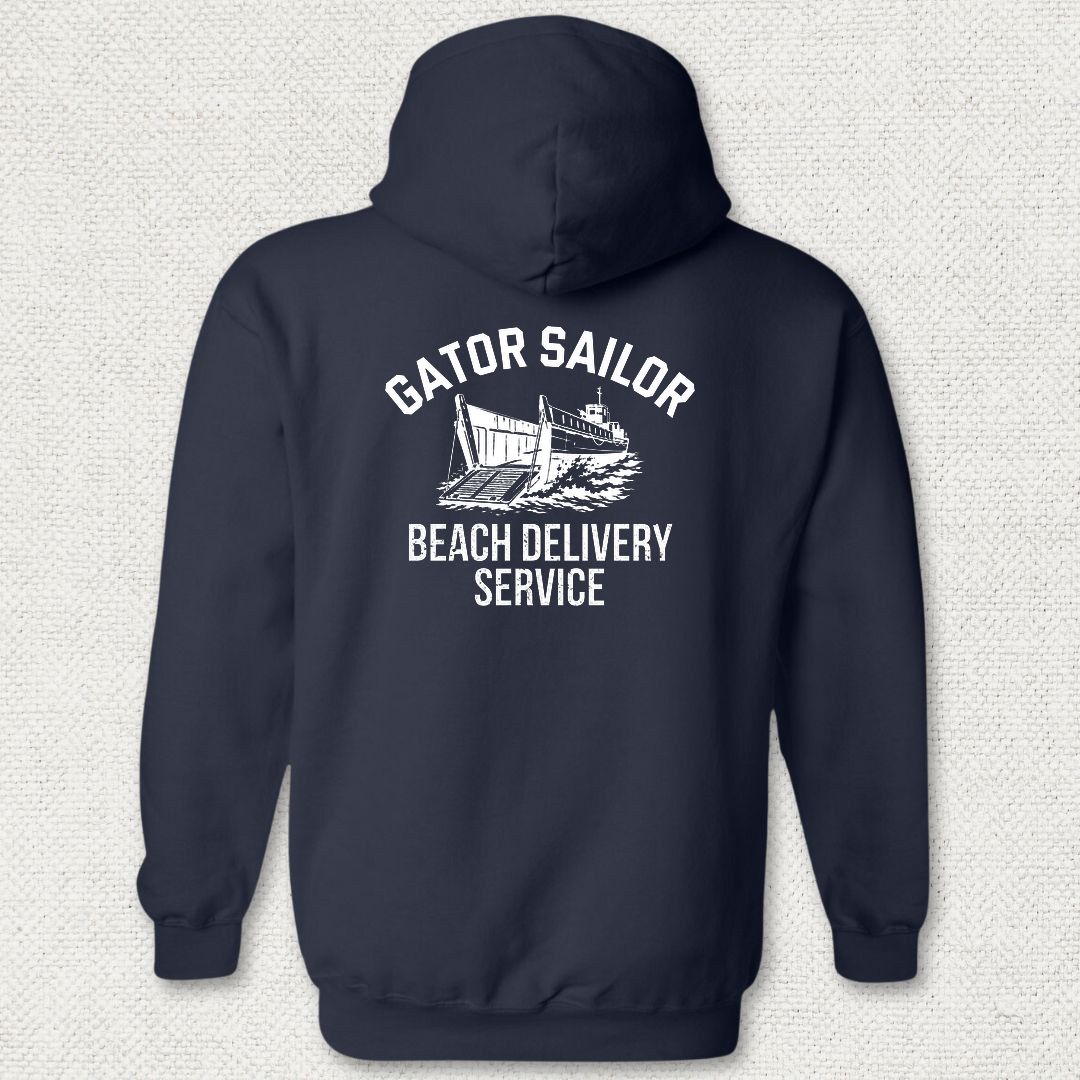 Gator Sailor Beach Delivery Service Hoodie - Navy