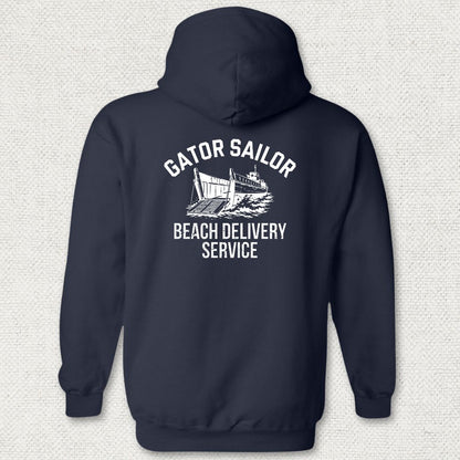Gator Sailor Beach Delivery Service Hoodie - Navy