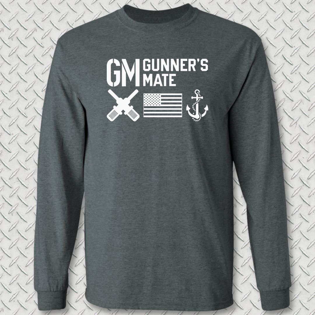 GM - Flag & Anchor Long Sleeve Tee - Dark Heather