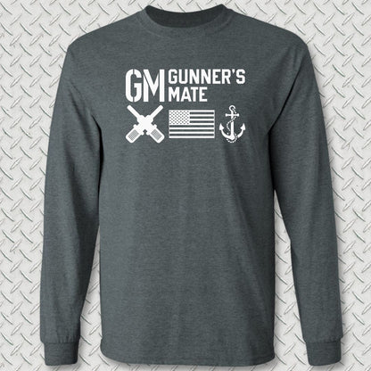 GM - Flag & Anchor Long Sleeve Tee - Dark Heather