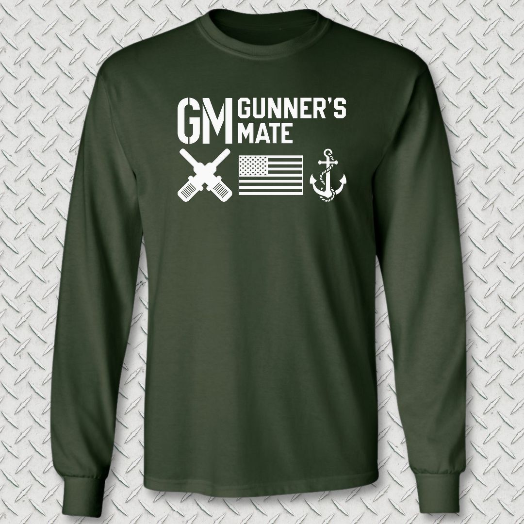 GM - Flag & Anchor Long Sleeve Tee - Forest Green