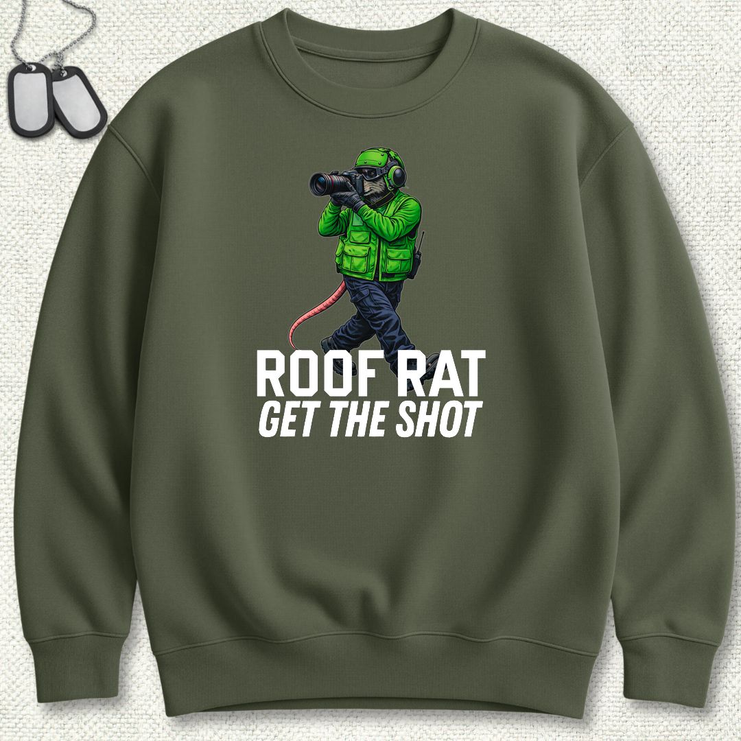 Green Roof Rat - Media Sweatshirt - Military Green