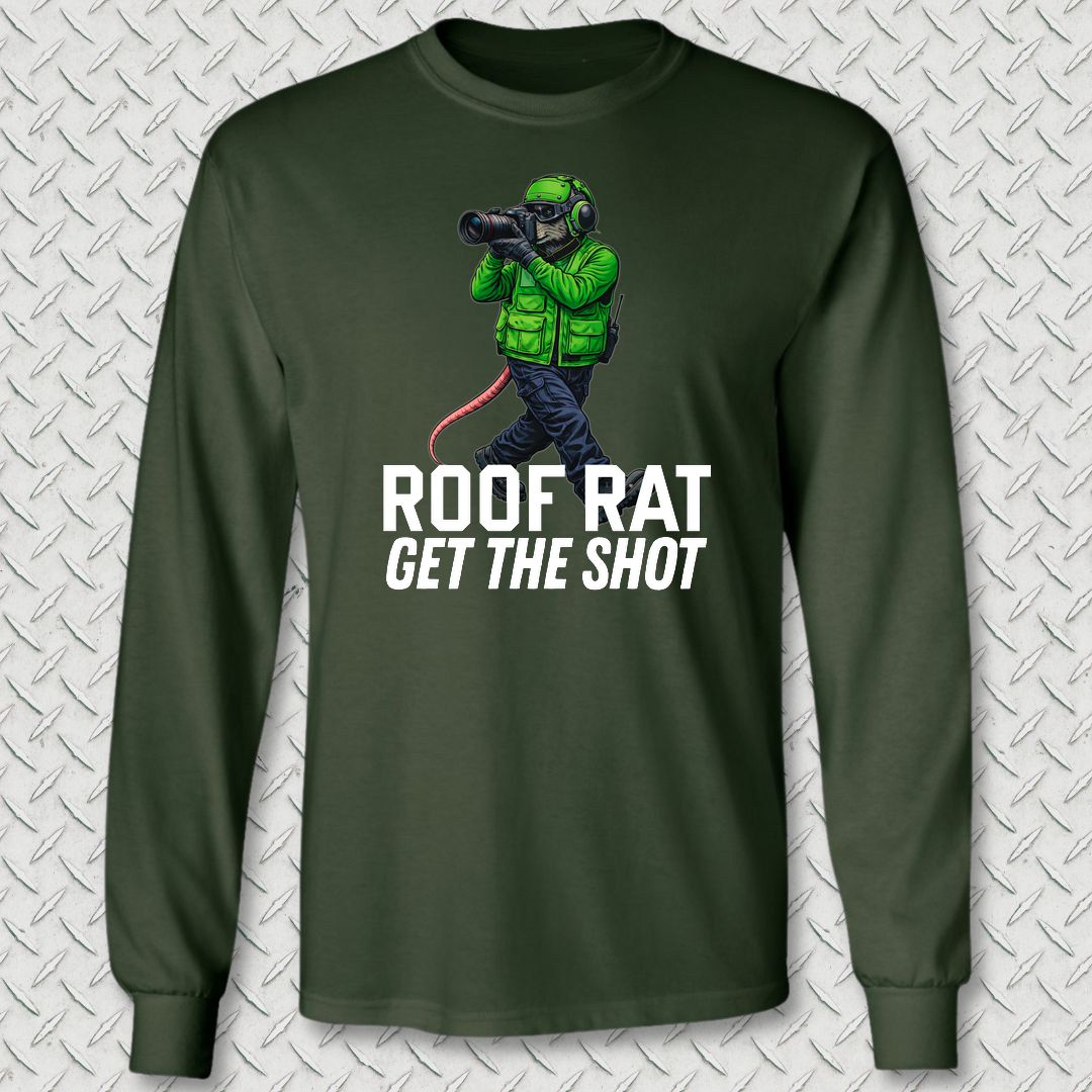 Green Roof Rat - Media Long Sleeve Tee - Forest Green
