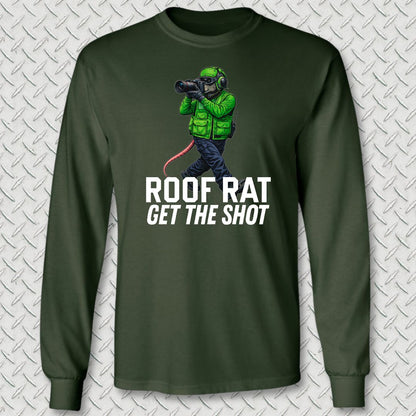 Green Roof Rat - Media Long Sleeve Tee - Forest Green