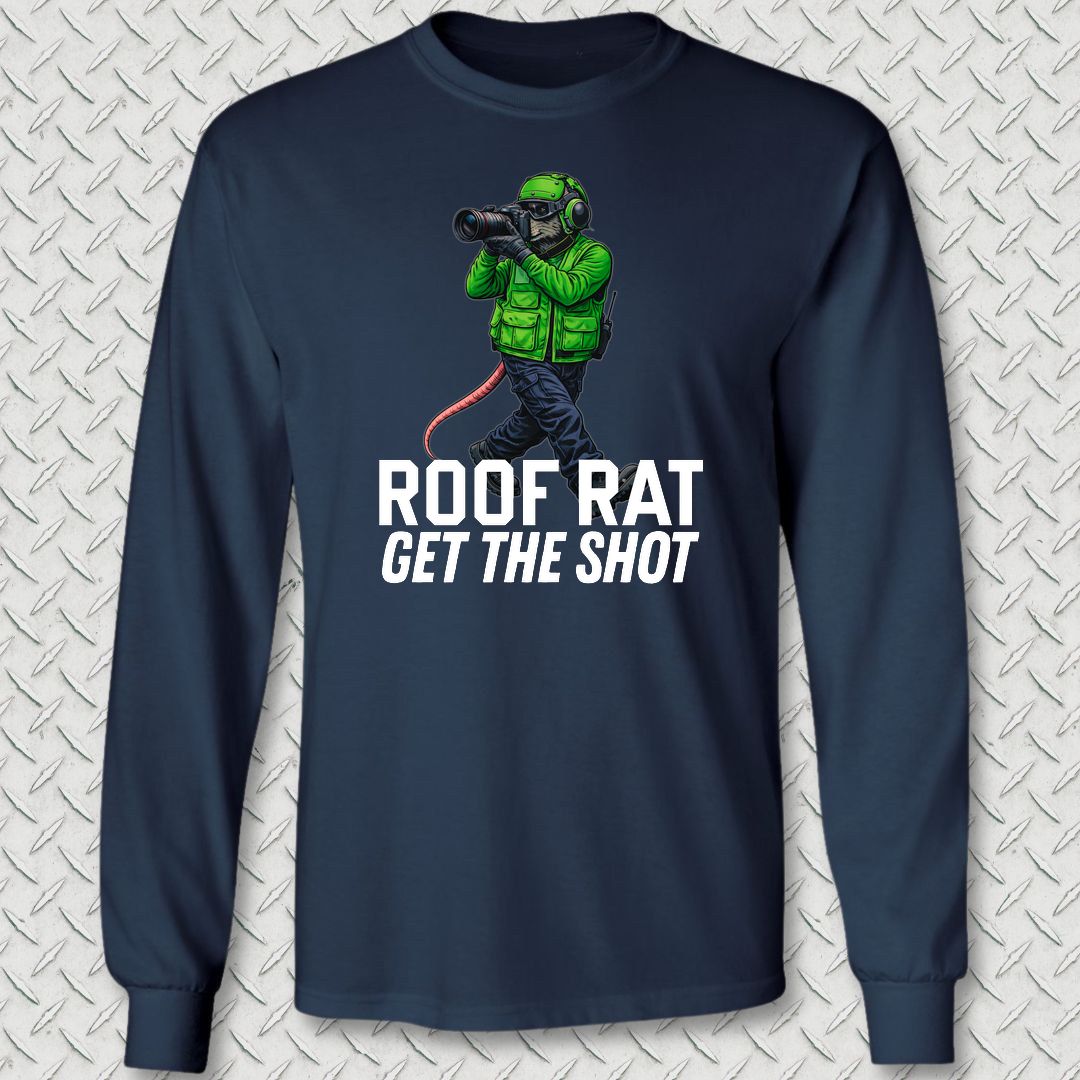 Green Roof Rat - Media Long Sleeve Tee - Navy
