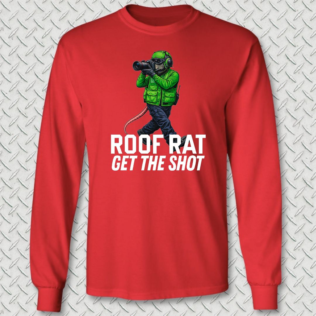 Green Roof Rat - Media Long Sleeve Tee - Red