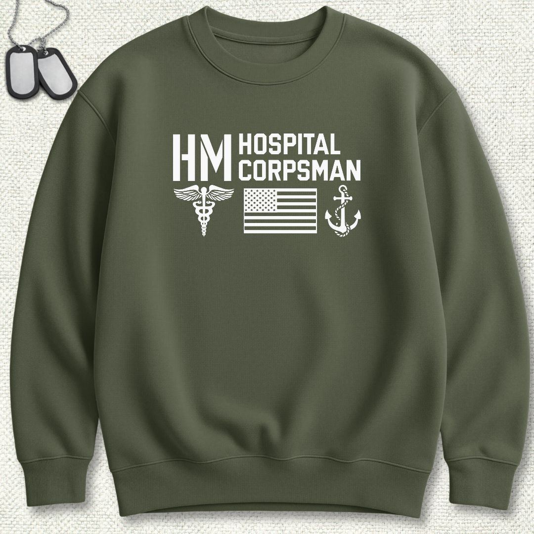 HM - Flag & Anchor Sweatshirt - Military Green