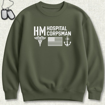HM - Flag & Anchor Sweatshirt - Military Green